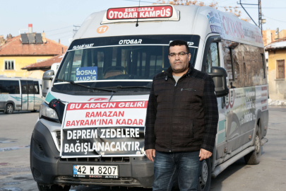 Konyalı gurbetçiye ait dolmuşun geliri depremzedelere bağışlanacak